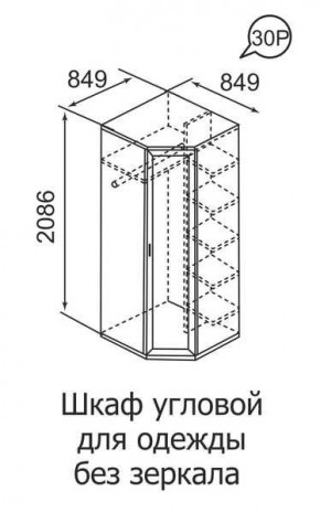 Шкаф угловой для одежды Ника-Люкс 30 без зеркал в Южноуральске - yuzhnouralsk.mebel24.online | фото 3