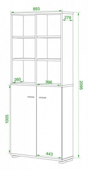 Стеллаж комбинированный Домино Лайт ПУ-30-4 в Южноуральске - yuzhnouralsk.mebel24.online | фото 2