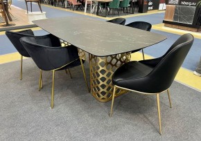 Стол CHIAVARI 220 KL-116 Черный мрамор матовый, итальянская керамика / бронзовый, ®DISAUR в Южноуральске - yuzhnouralsk.mebel24.online | фото 2