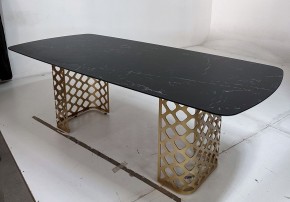 Стол CHIAVARI 220 KL-116 Черный мрамор матовый, итальянская керамика / бронзовый, ®DISAUR в Южноуральске - yuzhnouralsk.mebel24.online | фото 4