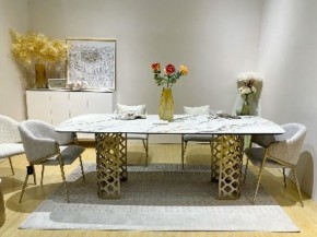 Стол CHIAVARI 220 KL-188 Контрастный мрамор матовый, итальянская керамика / Шампань, ®DISAUR в Южноуральске - yuzhnouralsk.mebel24.online | фото 2