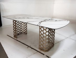 Стол CHIAVARI 220 KL-188 Контрастный мрамор матовый, итальянская керамика / Шампань, ®DISAUR в Южноуральске - yuzhnouralsk.mebel24.online | фото 6
