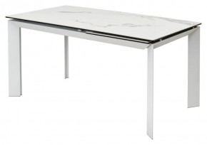 Стол CREMONA 140 HIGH GLOSS STATUARIO Белый мрамор глянцевый, керамика/ белый каркас, ®DISAUR в Южноуральске - yuzhnouralsk.mebel24.online | фото 1