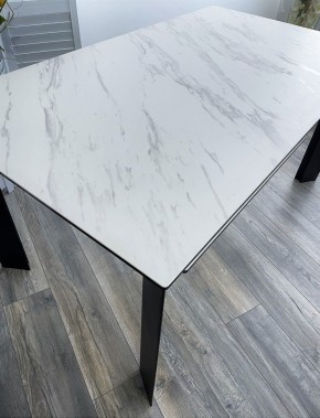 Стол CREMONA 180 KL-99 Белый мрамор матовый, итальянская керамика / черный каркас, ®DISAUR в Южноуральске - yuzhnouralsk.mebel24.online | фото 2