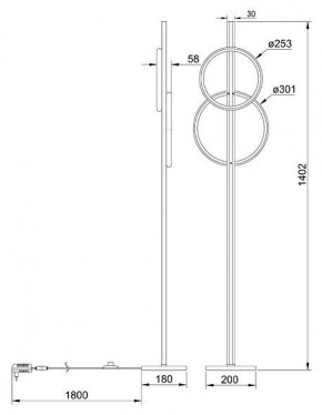 Торшер Arte Lamp Fluido A3913PN-24BK в Южноуральске - yuzhnouralsk.mebel24.online | фото 2