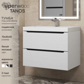 Тумба под раковину Uperwood Tanos 70 см, подвесная, белая/графит в Южноуральске - yuzhnouralsk.mebel24.online | фото 3