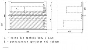 Тумба под раковину Uperwood Tanos 70 см, подвесная, белая/графит в Южноуральске - yuzhnouralsk.mebel24.online | фото 7