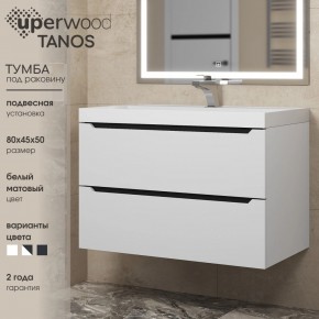 Тумба под раковину Uperwood Tanos 80 см, подвесная, белая/графит в Южноуральске - yuzhnouralsk.mebel24.online | фото 3