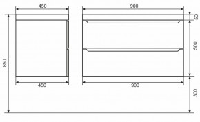 Тумба под раковину Uperwood Tanos 90 см, подвесная, белая/графит в Южноуральске - yuzhnouralsk.mebel24.online | фото 6