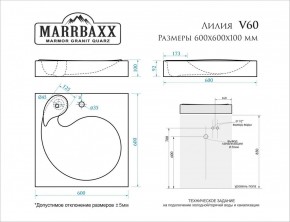 Умывальник над стиральной машиной (600*600х100) Лилия V60 (белый) с кронштейном без сифона (V60) в Южноуральске - yuzhnouralsk.mebel24.online | фото 2